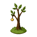 A pixel-art sapling with a single gold coin