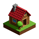 A pixel-art cottage in isometric